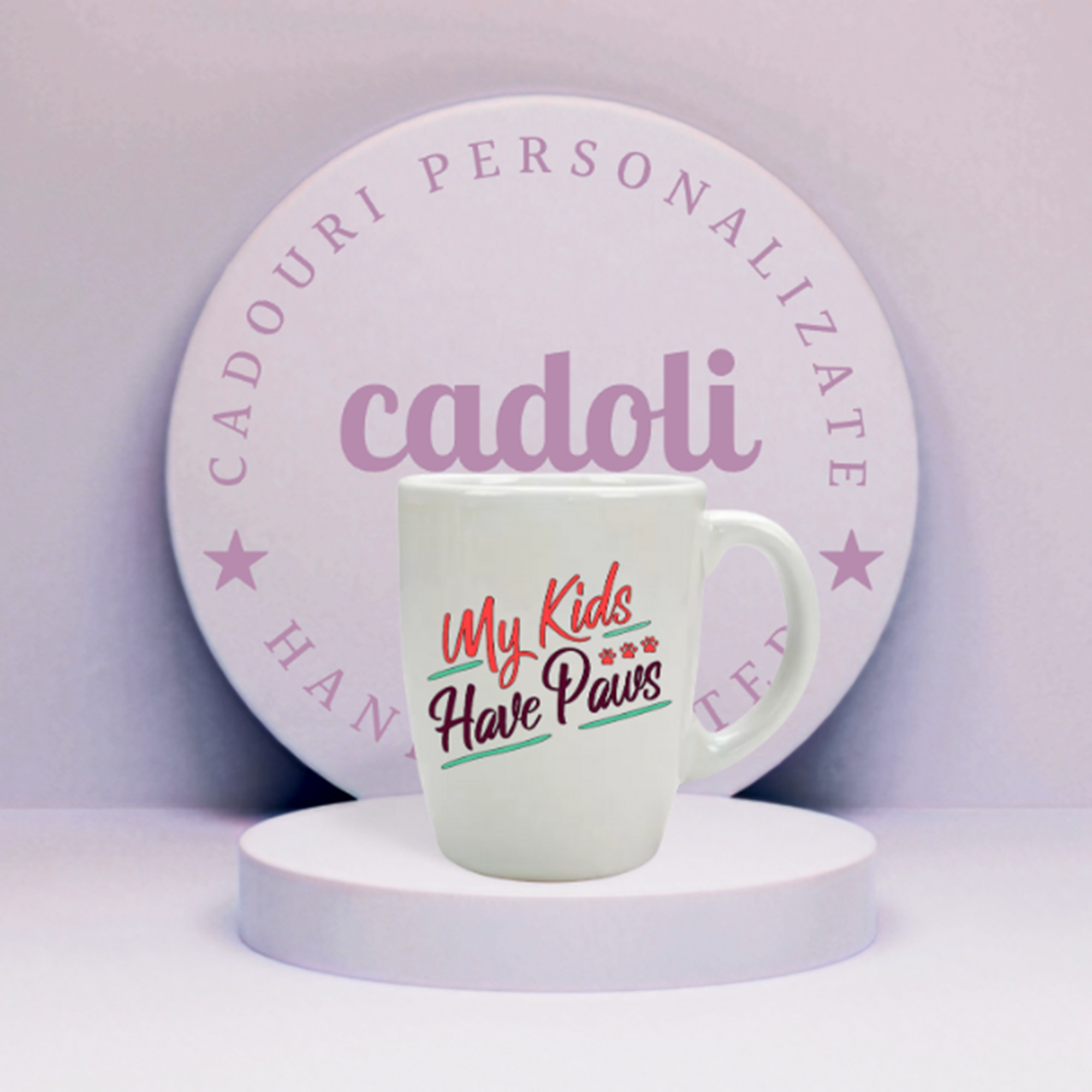 Cană personalizată ”My kids have paws”
