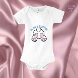 Body aniversar "Bunny Butt", alb cu maneca scurta