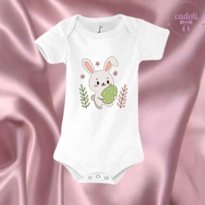 Body aniversar "Easter Bunny", alb cu maneca scurta